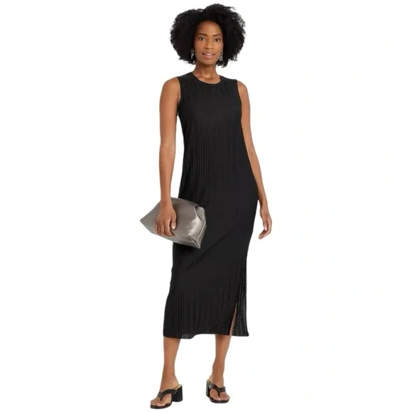 knee length dresses for ladies CurveWow Plisse Wrap Midi Dress Black – Curvewow main image 1